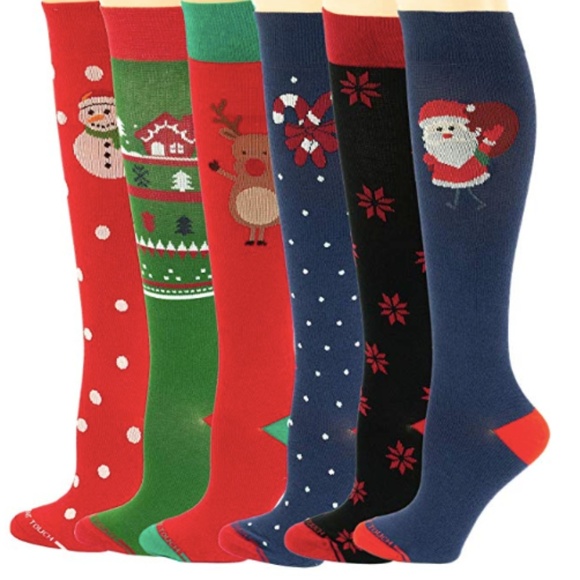 Knee High Compression Socks Christmas Holiday NEW - Picture 1 of 3
